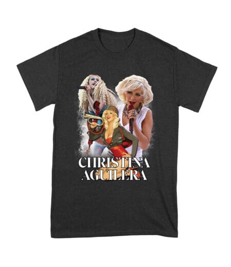 Stage Performance Christina Aguilera T-Shirt with Bold Singing Moments Unisex Youth – Viva Party