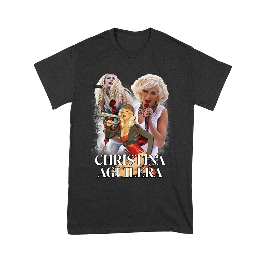 Cha-07_Y-Black.jpg Stage Performance Christina Aguilera T-Shirt With Bold Singing Moments Unisex Youth – Viva Party