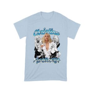 Christina Aguilera Grayscale Collage T-Shirt with Blue Name Highlight Unisex Toddler