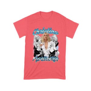 Christina Aguilera Grayscale Collage T-Shirt with Blue Name Highlight Unisex Toddler