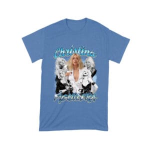 Christina Aguilera Grayscale Collage T-Shirt with Blue Name Highlight Unisex Toddler