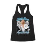 Christina Aguilera Grayscale Collage T-Shirt with Blue Name Highlight Women's Racerback Tank Top – Viva Party