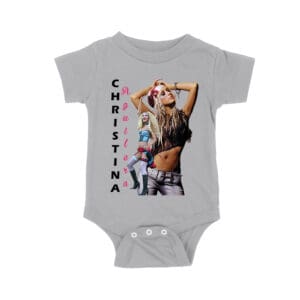 Side Pose Christina Aguilera T-Shirt with Vertical Name Graphic Design Unisex Baby Jersey