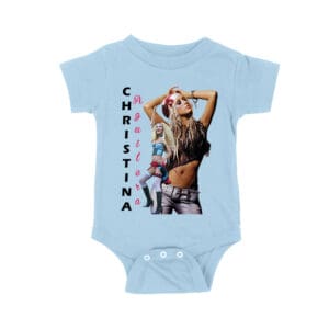 Side Pose Christina Aguilera T-Shirt with Vertical Name Graphic Design Unisex Baby Jersey