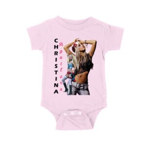 Side Pose Christina Aguilera T-Shirt with Vertical Name Graphic Design Unisex Baby Jersey