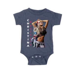 Side Pose Christina Aguilera T-Shirt with Vertical Name Graphic Design Unisex Baby Jersey