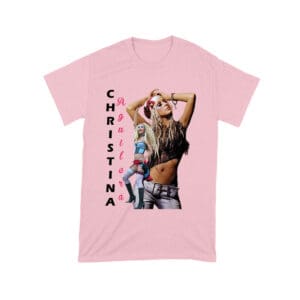 Side Pose Christina Aguilera T-Shirt with Vertical Name Graphic Design Unisex Toddler