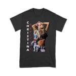 Side Pose Christina Aguilera T-Shirt with Vertical Name Graphic Design Unisex Youth – Viva Party