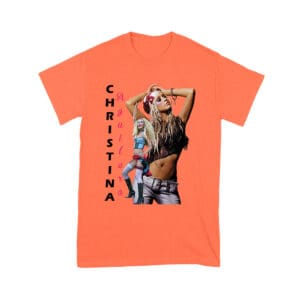 Side Pose Christina Aguilera T-Shirt with Vertical Name Graphic Design Unisex Youth