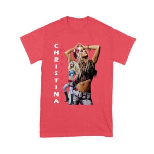 Side Pose Christina Aguilera T-Shirt with Vertical Name Graphic Design Unisex Youth