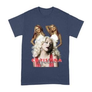 Sassy Christina Aguilera T-Shirt with Red Dress and Confident Expression Unisex Adult