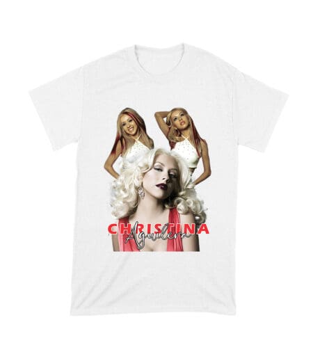 Sassy Christina Aguilera T-Shirt with Red Dress and Confident Expression Unisex Toddler