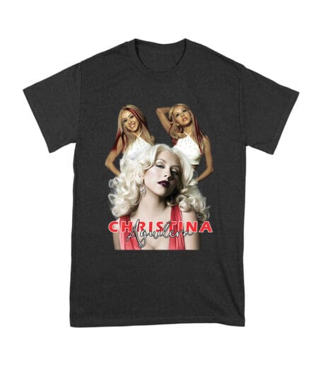 Sassy Christina Aguilera T-Shirt with Red Dress and Confident Expression Unisex Youth – Viva Party