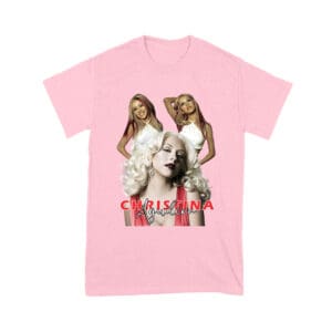 Sassy Christina Aguilera T-Shirt with Red Dress and Confident Expression Unisex Youth