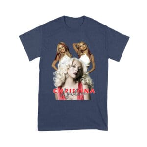 Sassy Christina Aguilera T-Shirt with Red Dress and Confident Expression Unisex Youth
