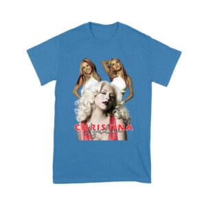 Sassy Christina Aguilera T-Shirt with Red Dress and Confident Expression Unisex Youth