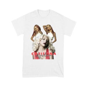 Sassy Christina Aguilera T-Shirt with Red Dress and Confident Expression Unisex Youth