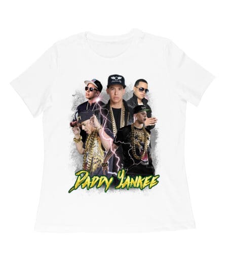 Daddy Yankee Bold Stage Performance Portrait T-Shirt with Lightning Effects Women Relaxed