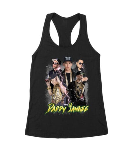 Daddy Yankee Bold Stage Performance Portrait T-Shirt with Lightning Effects Women's Racerback Tank Top – Viva Party