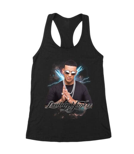 Daddy Yankee Retro Laser Energy Design T-Shirt with Neon Highlights Women's Racerback Tank Top – Viva Party