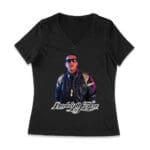 Daddy Yankee Collage T-Shirt with Multiple Action Poses and Signature Women Jersey V-Neck – Viva Party