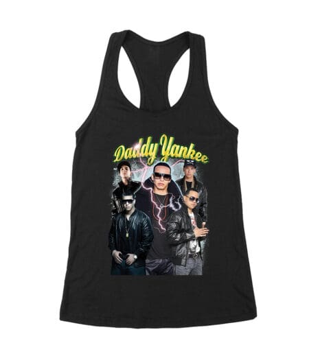 Daddy Yankee Classic Portrait T-Shirt with Hat and Reflective Glow Women's Racerback Tank Top – Viva Party
