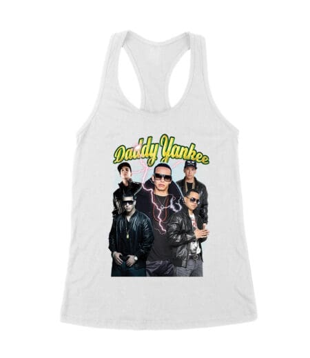Daddy Yankee Classic Portrait T-Shirt with Hat and Reflective Glow Women's Racerback Tank Top
