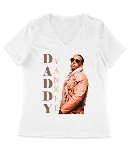 Daddy Yankee Vintage Yellow Block Signature T-Shirt with Color Grid Women Jersey V-Neck