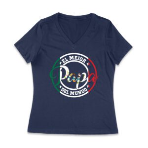 El-Mejor-Papa-Del-Mundo Mexican Father's-Day T-Shirt Gift for Dad Women Jersey V-Neck