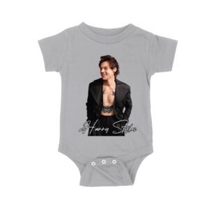 Stylish Black and White Hary-Styls Portrait Graphic Tee for True Fans Unisex Baby Jersey