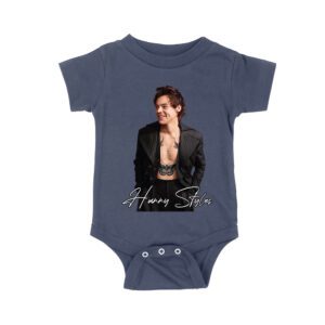 Stylish Black and White Hary-Styls Portrait Graphic Tee for True Fans Unisex Baby Jersey