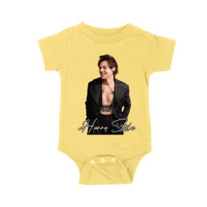 Stylish Black and White Hary-Styls Portrait Graphic Tee for True Fans Unisex Baby Jersey