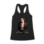 Stylish Black and White Hary-Styls Portrait Graphic Tee for True Fans Women's Racerback Tank Top – Viva Party