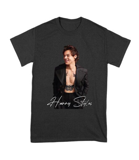 Stylish Black and White Hary-Styls Portrait Graphic Tee for True Fans Unisex Youth – Viva Party