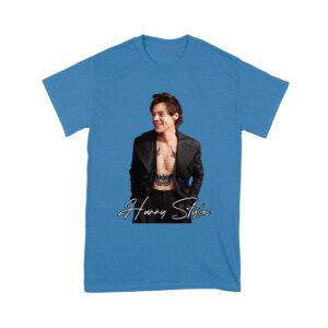 Stylish Black and White Hary-Styls Portrait Graphic Tee for True Fans Unisex Youth