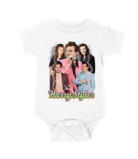 Colorful Lightning Collage Hary-Styls Graphic Tee Featuring Iconic Poses Unisex Baby Jersey
