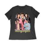 Colorful Lightning Collage Hary-Styls Graphic Tee Featuring Iconic Poses Women Relaxed – Viva Party