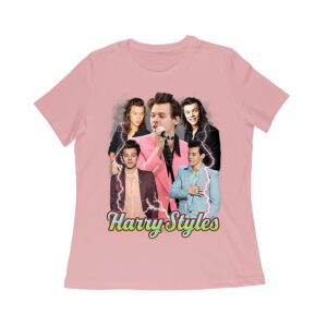 Colorful Lightning Collage Hary-Styls Graphic Tee Featuring Iconic Poses Women Relaxed