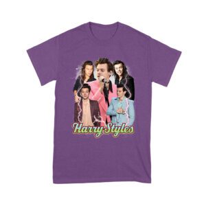 Colorful Lightning Collage Hary-Styls Graphic Tee Featuring Iconic Poses Unisex Youth