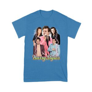 Colorful Lightning Collage Hary-Styls Graphic Tee Featuring Iconic Poses Unisex Youth