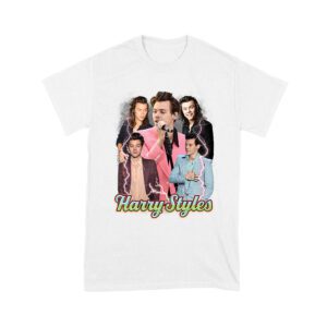 Colorful Lightning Collage Hary-Styls Graphic Tee Featuring Iconic Poses Unisex Youth