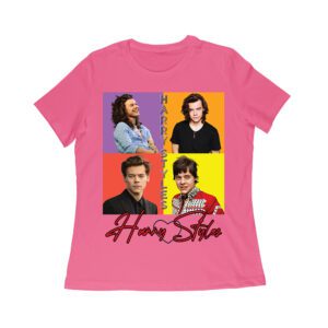Retro Pop Color Blocks Hary-Styls Graphic T-Shirt for Music Lovers Women Relaxed