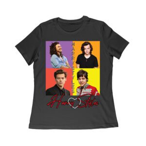 Retro Pop Color Blocks Hary-Styls Graphic T-Shirt for Music Lovers Women Relaxed – Viva Party