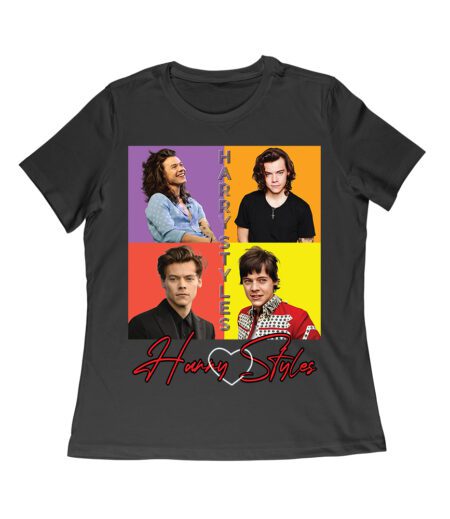 Retro Pop Color Blocks Hary-Styls Graphic T-Shirt for Music Lovers Women Relaxed – Viva Party