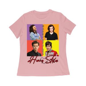 Retro Pop Color Blocks Hary-Styls Graphic T-Shirt for Music Lovers Women Relaxed
