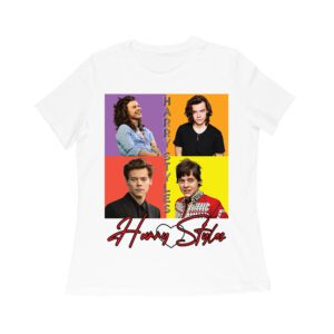 Retro Pop Color Blocks Hary-Styls Graphic T-Shirt for Music Lovers Women Relaxed