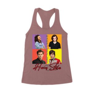 Retro Pop Color Blocks Hary-Styls Graphic T-Shirt for Music Lovers Women's Racerback Tank Top