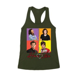 Retro Pop Color Blocks Hary-Styls Graphic T-Shirt for Music Lovers Women's Racerback Tank Top