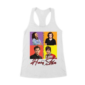 Retro Pop Color Blocks Hary-Styls Graphic T-Shirt for Music Lovers Women's Racerback Tank Top