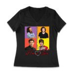 Retro Pop Color Blocks Hary-Styls Graphic T-Shirt for Music Lovers Women Jersey V-Neck – Viva Party